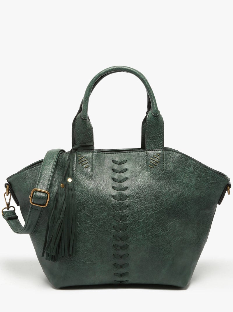 Sac Porté Main Winter Pompon Miniprix Toile Enduite Blanc Vert - Kiabi