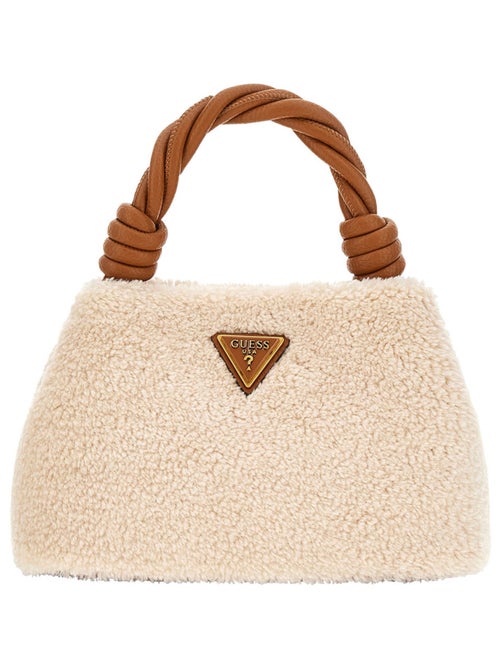 Sac porte mains écru en maille sherpa avec fermeture à pression - Kiabi