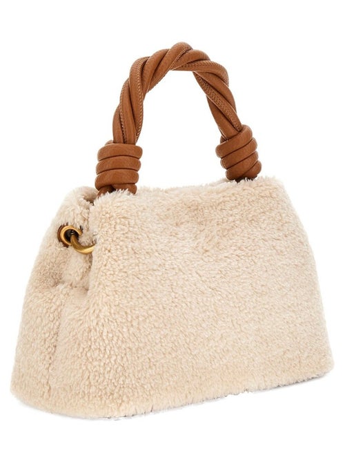 Sac porte mains écru en maille sherpa avec fermeture à pression - Kiabi