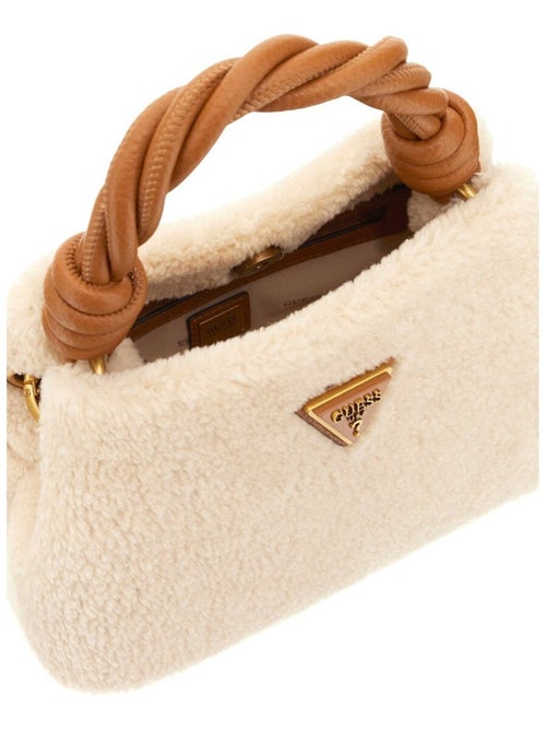 Sac porte mains écru en maille sherpa avec fermeture à pression - Kiabi