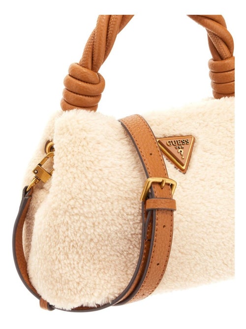 Sac porte mains écru en maille sherpa avec fermeture à pression - Kiabi