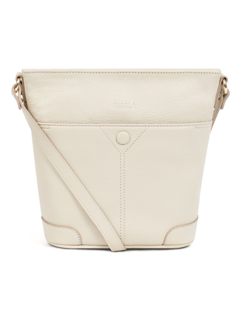 Sac porté travers - Cuir - FAGOLA Beige clair - Kiabi