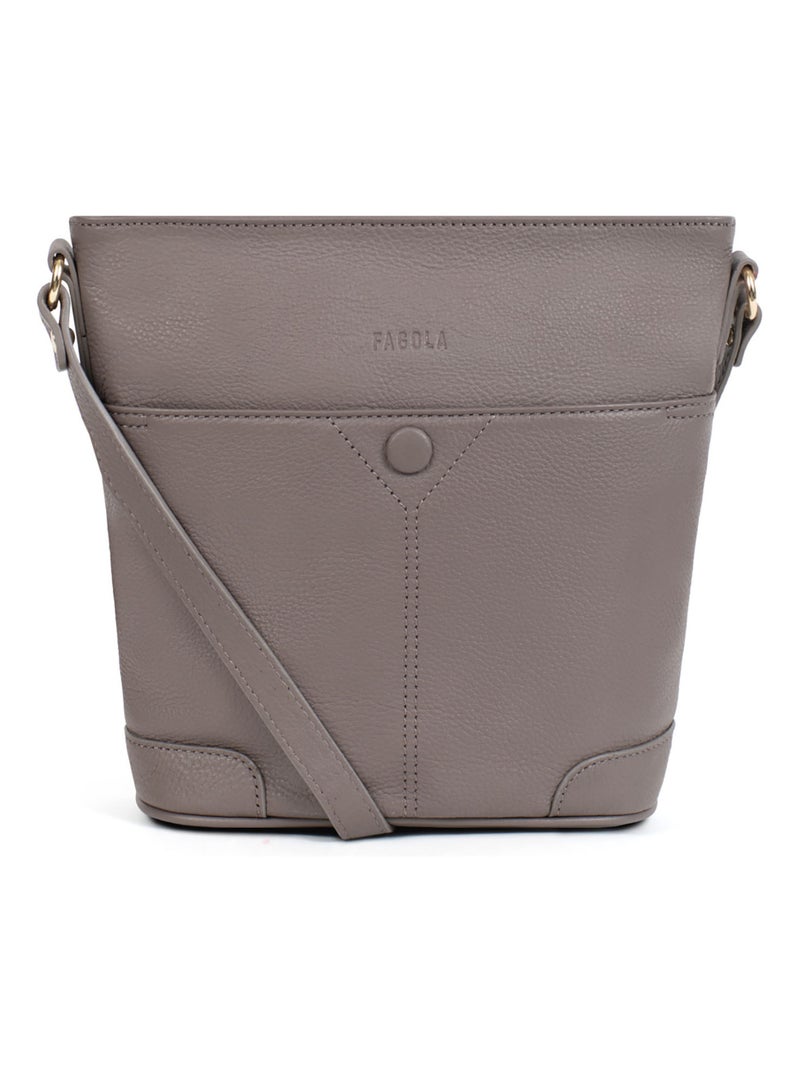 Sac porté travers - Cuir - FAGOLA Taupe - Kiabi