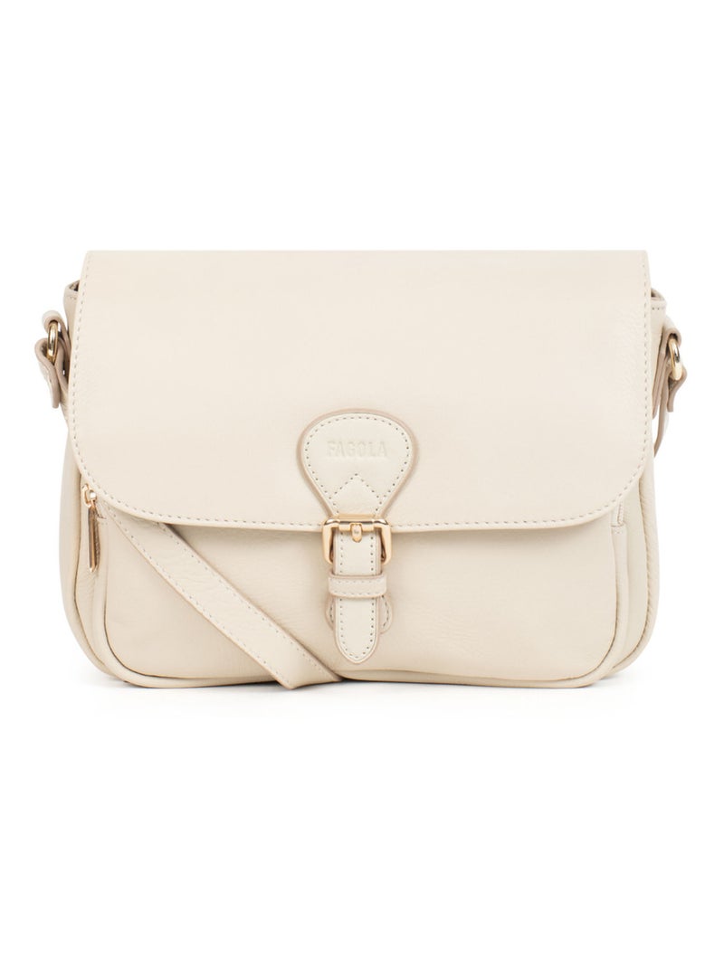Sac porté travers - Cuir - Femme Beige clair - Kiabi
