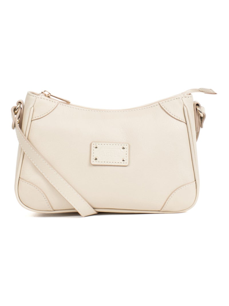 Sac porté travers - Cuir - Preta - Femme Beige clair - Kiabi