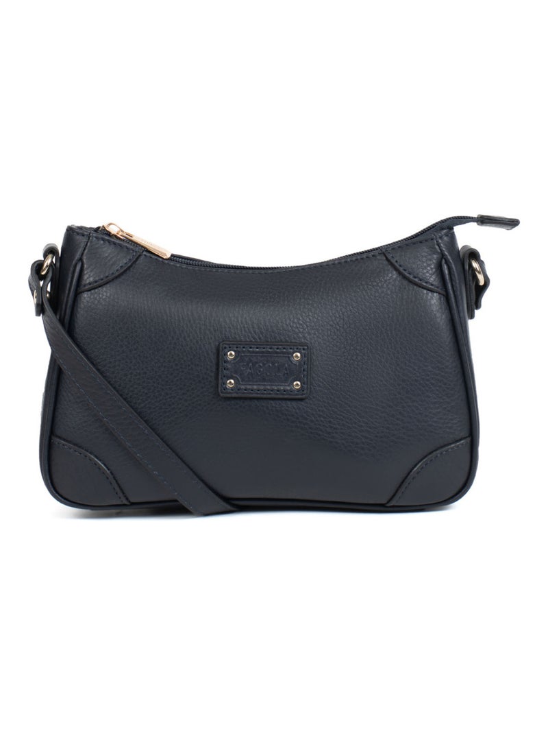 Sac porté travers - Cuir - Preta - Femme Bleu marine - Kiabi