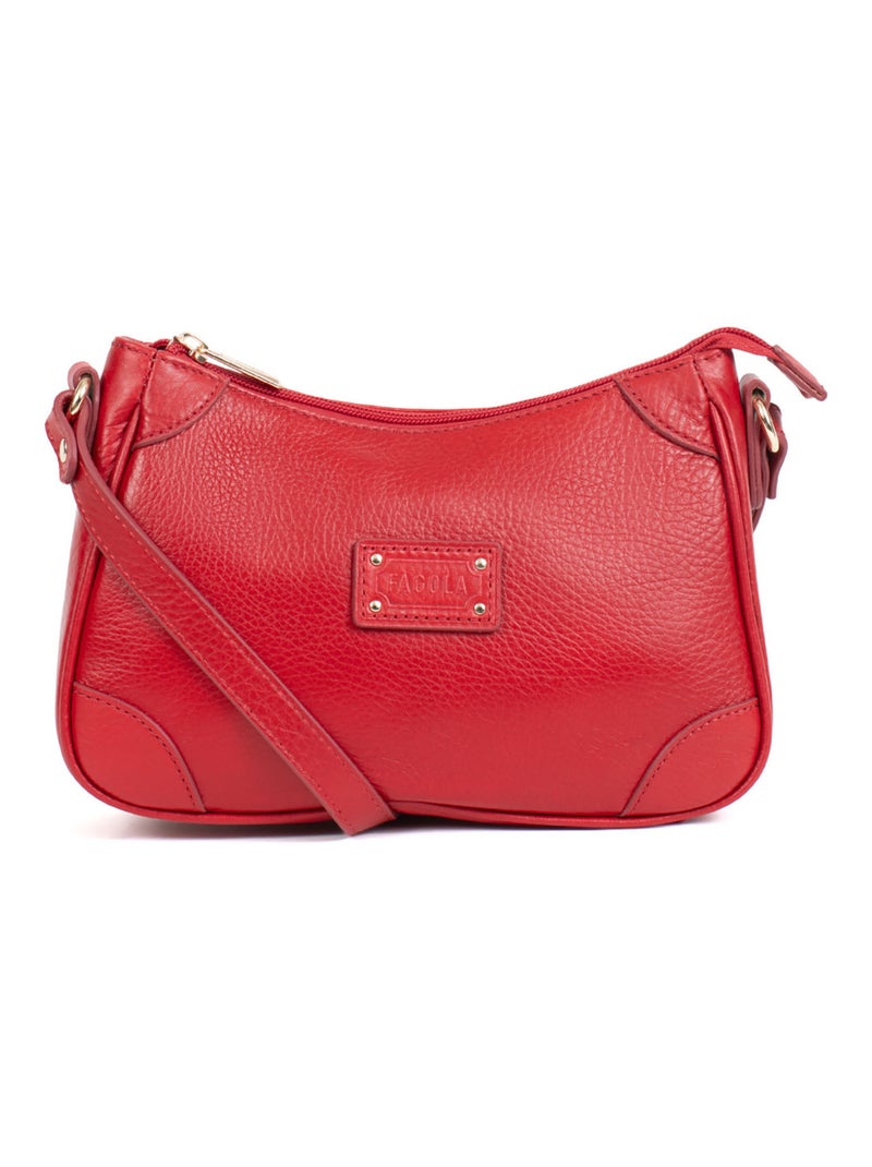 Sac porté travers - Cuir - Preta - Femme Rouge foncé - Kiabi