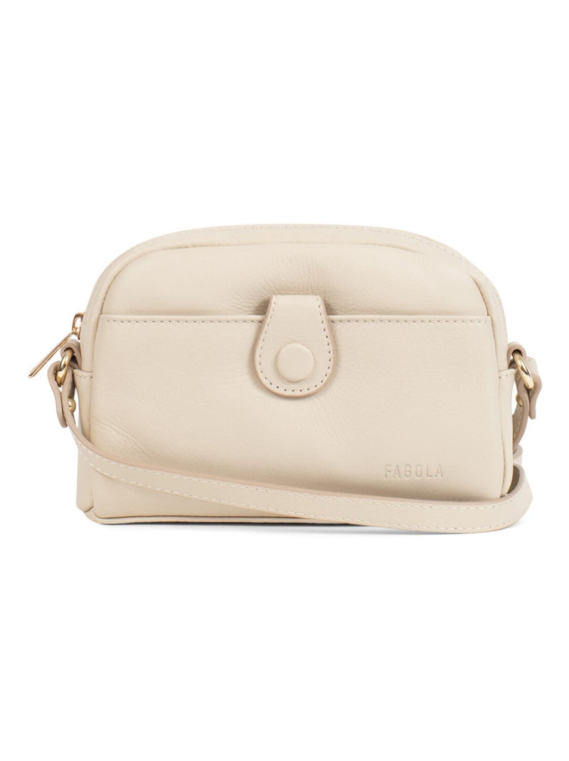 Sac porté travers - Cuir Beige clair - Kiabi
