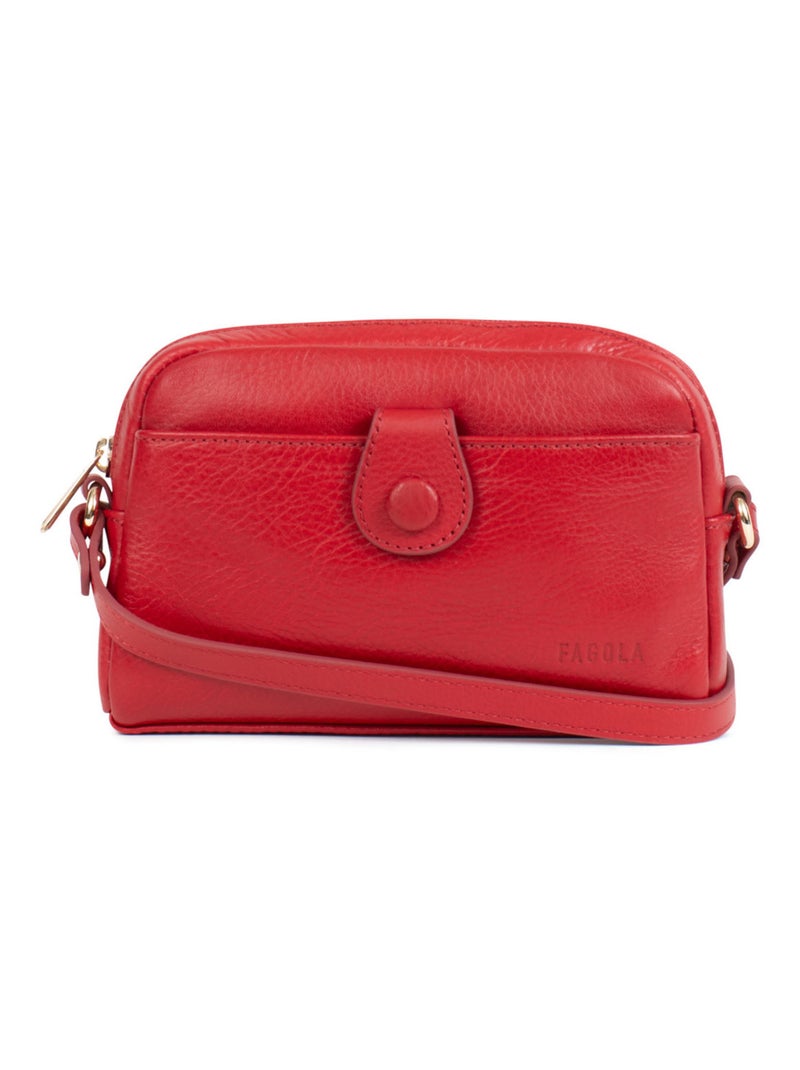 Sac porté travers - Cuir Rouge foncé - Kiabi