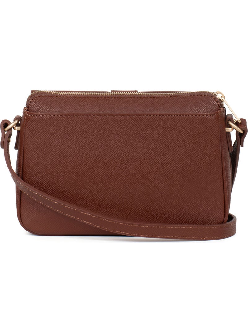 Sac porté travers  Cuir AUDE Marron - Kiabi