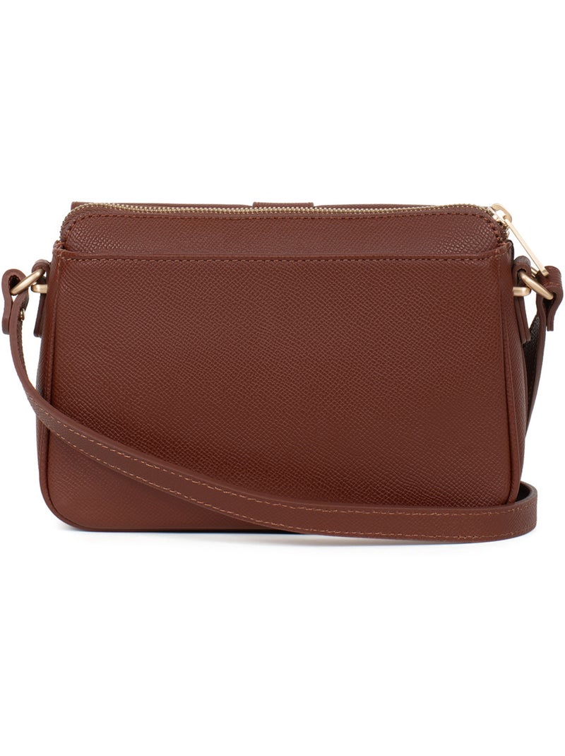Sac porté travers  Cuir AUDE Marron - Kiabi