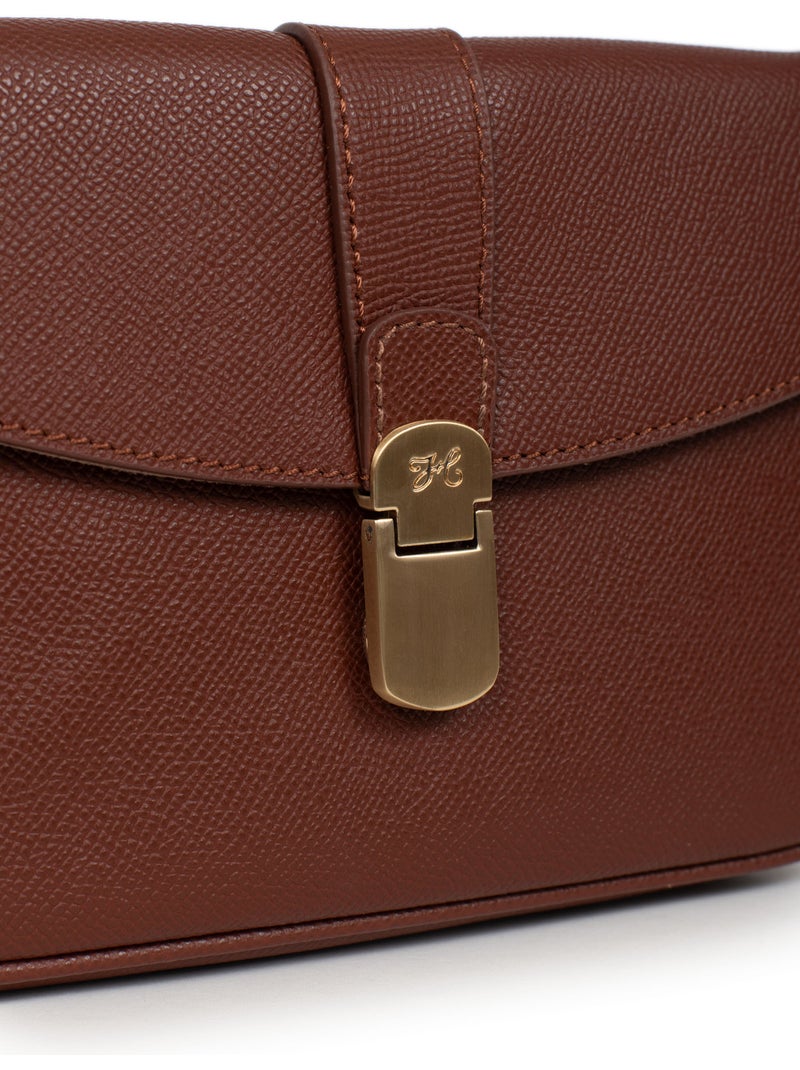 Sac porté travers  Cuir AUDE Marron - Kiabi