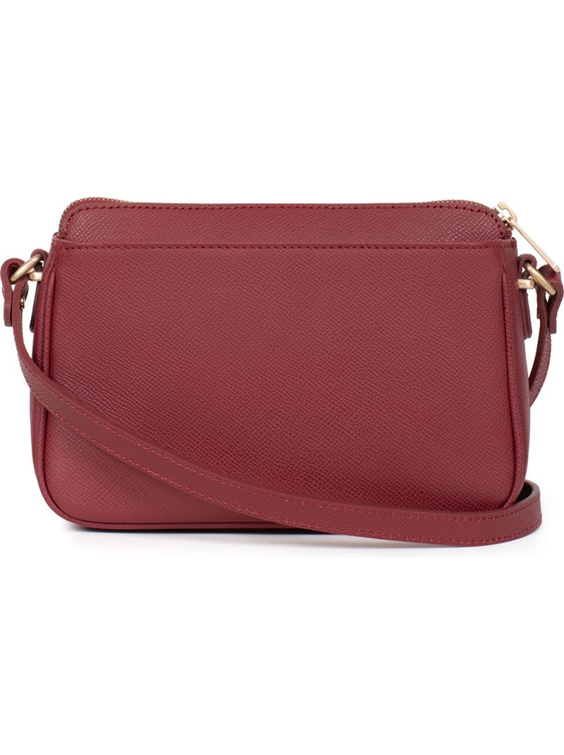 Sac porté travers  Cuir AUDE Rouge carmin - Kiabi