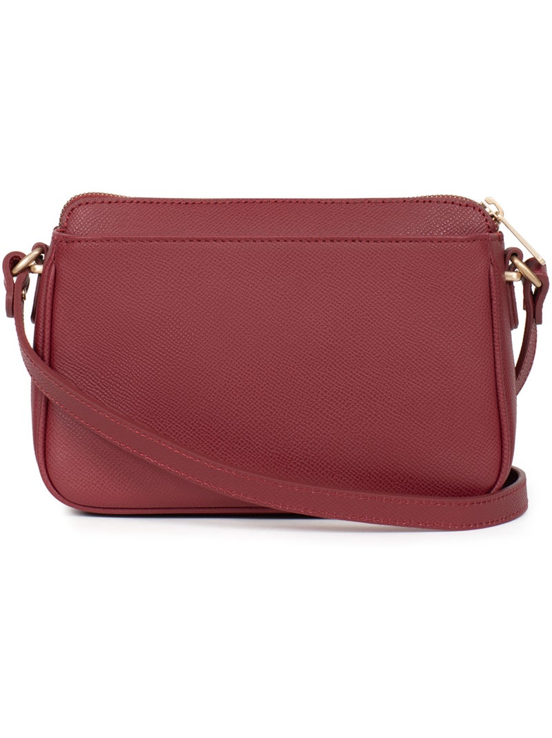 Sac porté travers  Cuir AUDE Rouge carmin - Kiabi