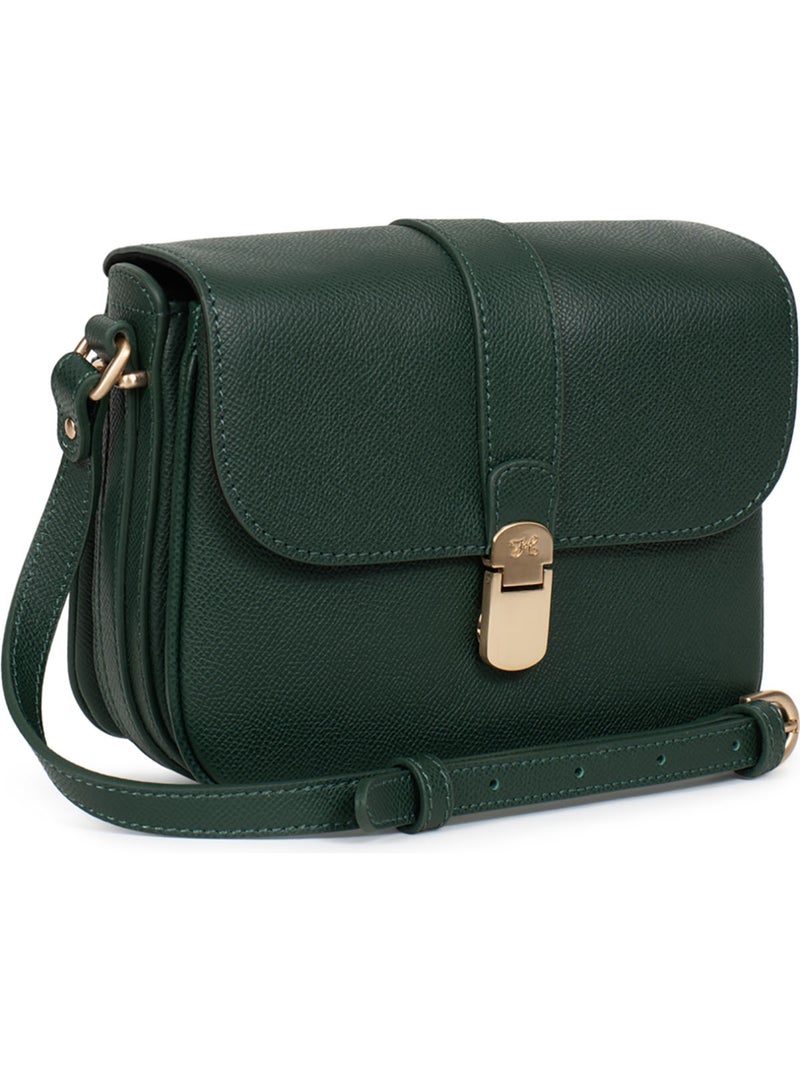 Sac porté travers  Cuir AUDE Vert foncé - Kiabi