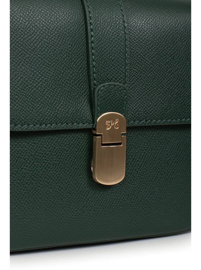 Sac porté travers  Cuir AUDE Vert foncé - Kiabi
