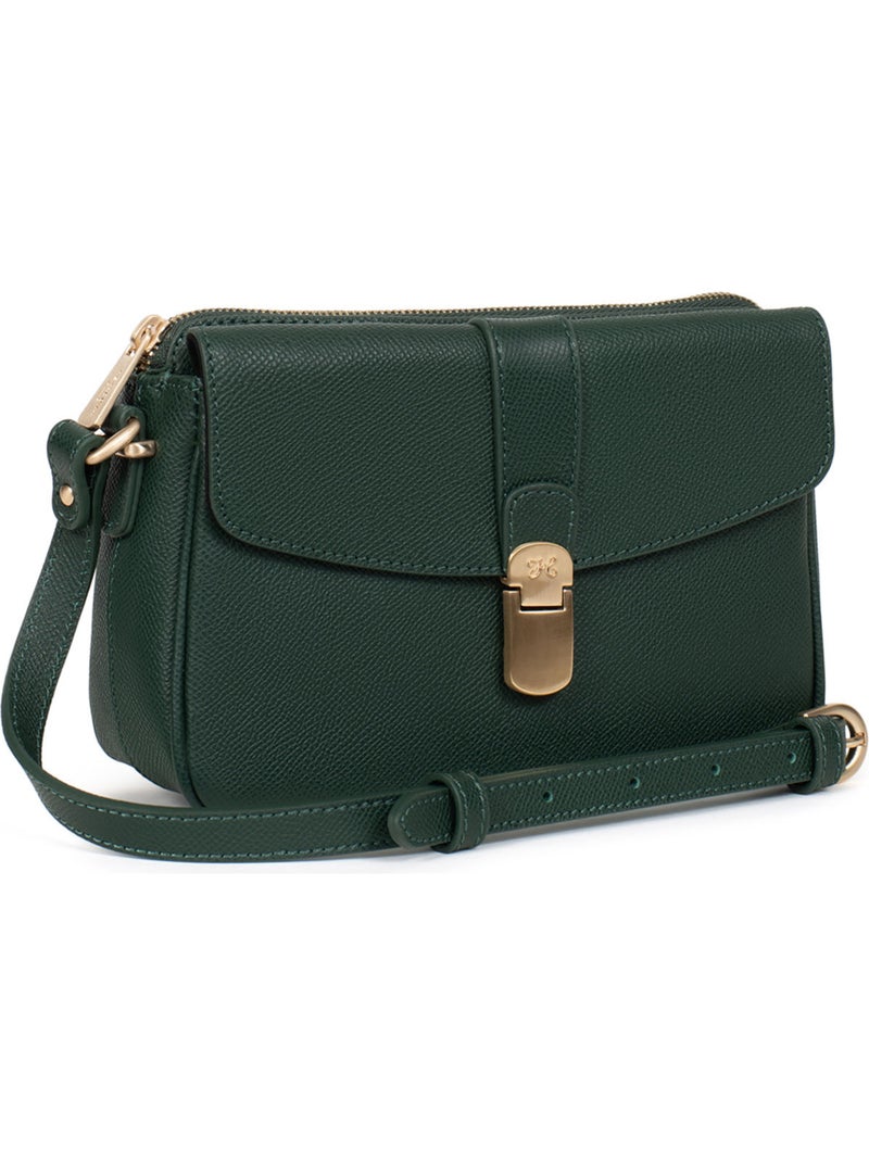 Sac porté travers  Cuir AUDE Vert foncé - Kiabi