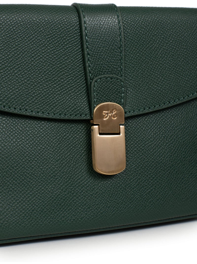 Sac porté travers  Cuir AUDE Vert foncé - Kiabi