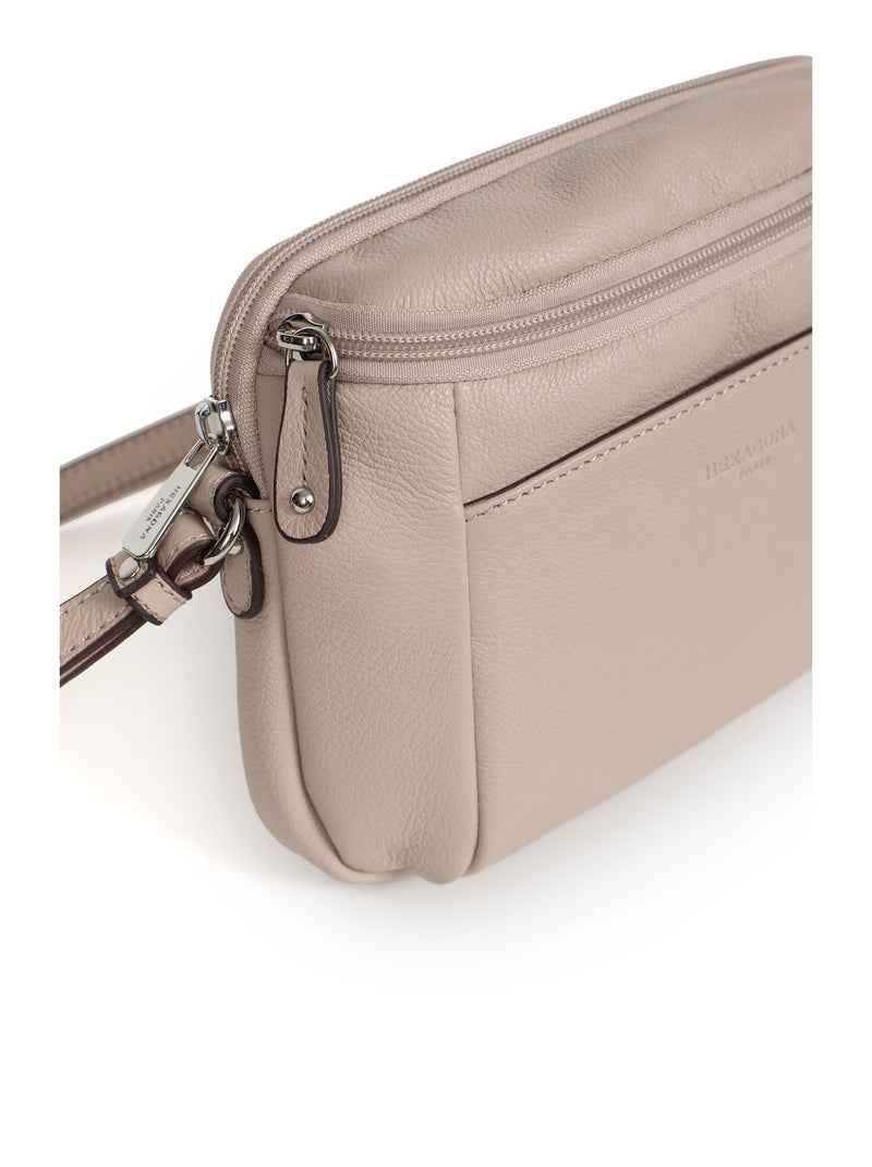 Sac porté travers  Cuir CONFORT Beige - Kiabi