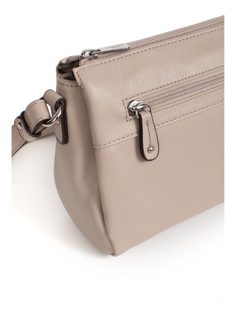 Sac porté travers  Cuir CONFORT Beige - Kiabi