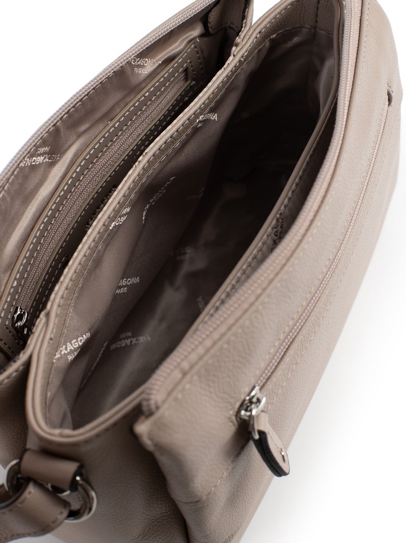 Sac porté travers  Cuir CONFORT Beige - Kiabi
