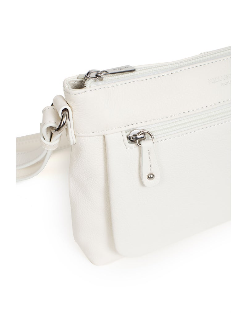 Sac porté travers  Cuir CONFORT Blanc - Kiabi