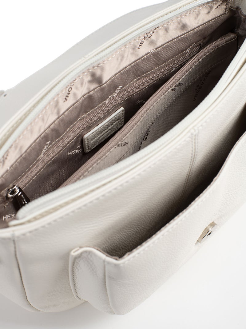 Sac porté travers  Cuir CONFORT Blanc - Kiabi