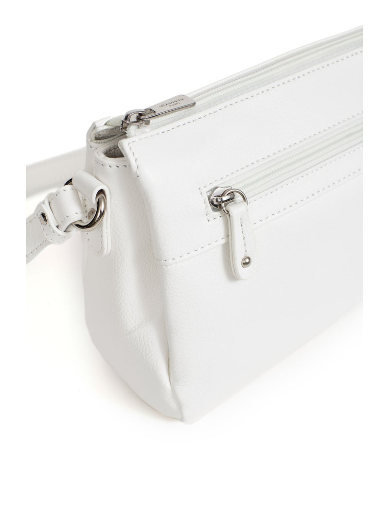 Sac porté travers  Cuir CONFORT Blanc - Kiabi