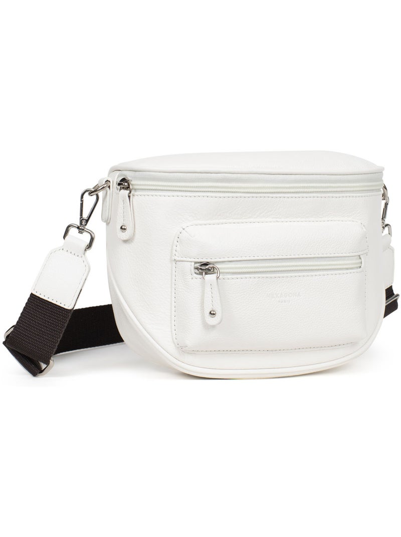 Sac porté travers  Cuir CONFORT Blanc - Kiabi
