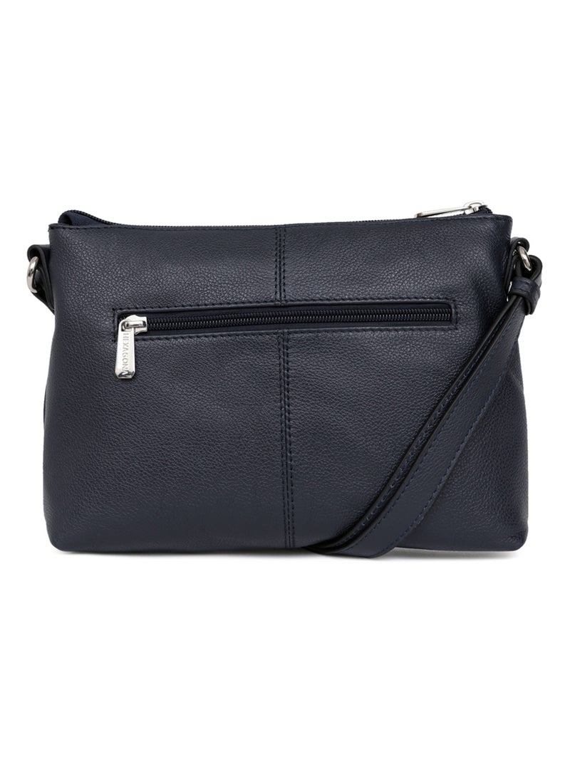 Sac porté travers  Cuir CONFORT Bleu marine - Kiabi