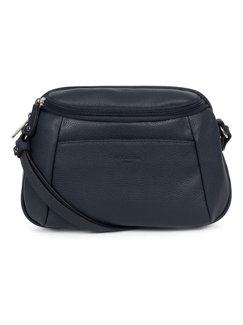 Sac porté travers  Cuir CONFORT Bleu marine - Kiabi