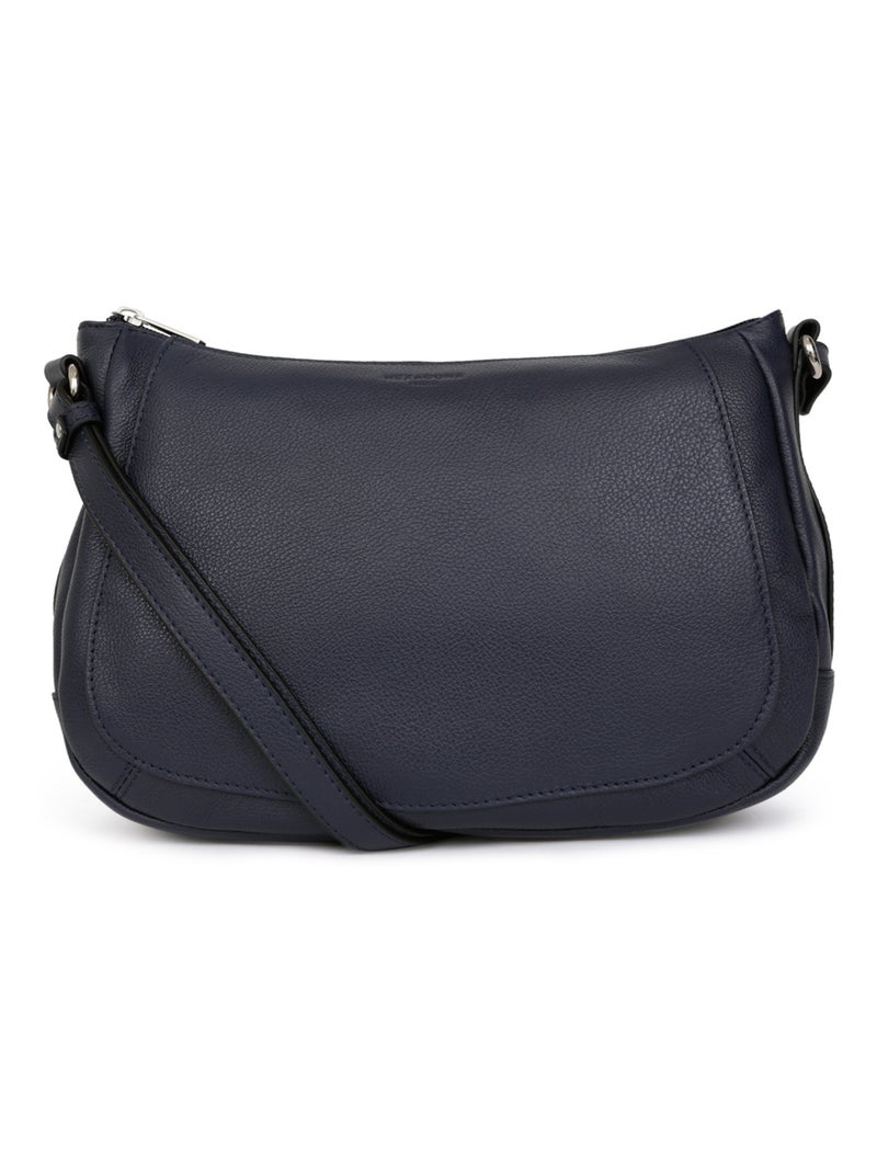 Sac porté travers  Cuir CONFORT Bleu marine - Kiabi
