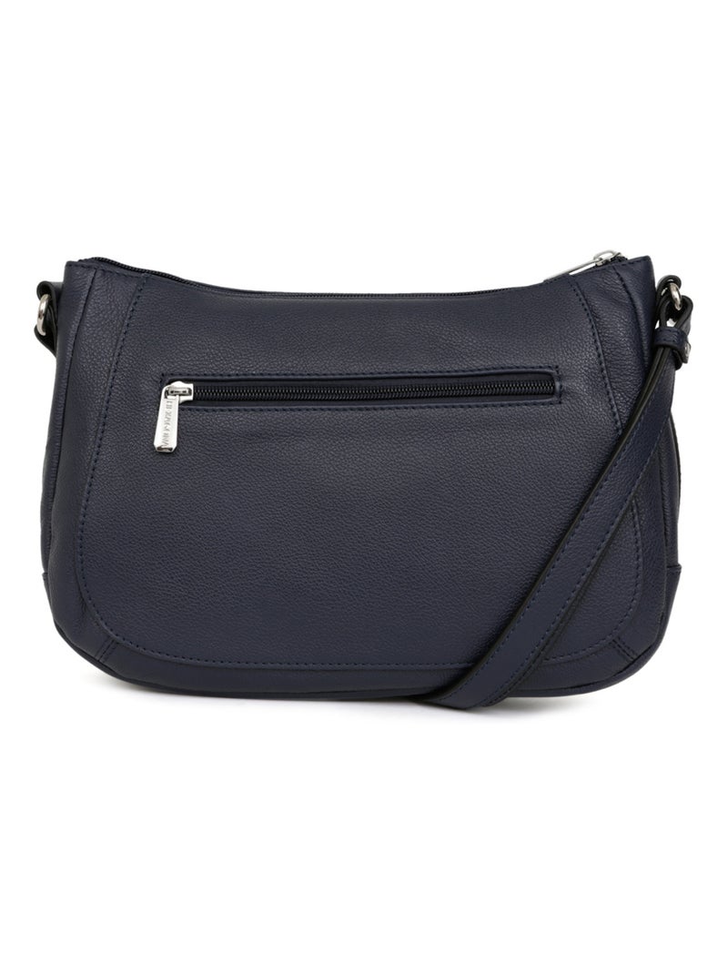 Sac porté travers  Cuir CONFORT Bleu marine - Kiabi