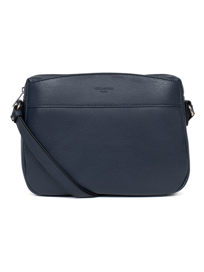 Sac porté travers  Cuir CONFORT Bleu marine - Kiabi