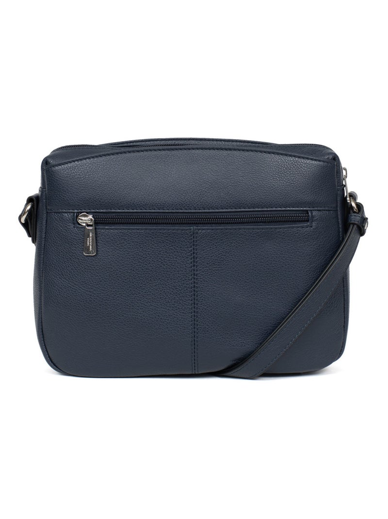 Sac porté travers  Cuir CONFORT Bleu marine - Kiabi