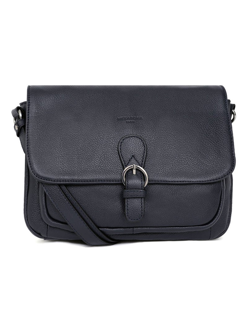 Sac porté travers  Cuir CONFORT Bleu marine - Kiabi