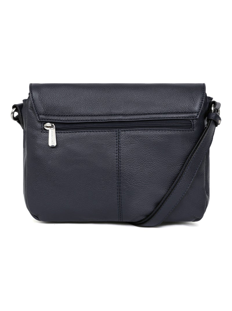 Sac porté travers  Cuir CONFORT Bleu marine - Kiabi