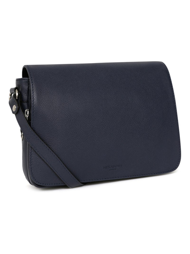 Sac porté travers  Cuir CONFORT Bleu marine - Kiabi