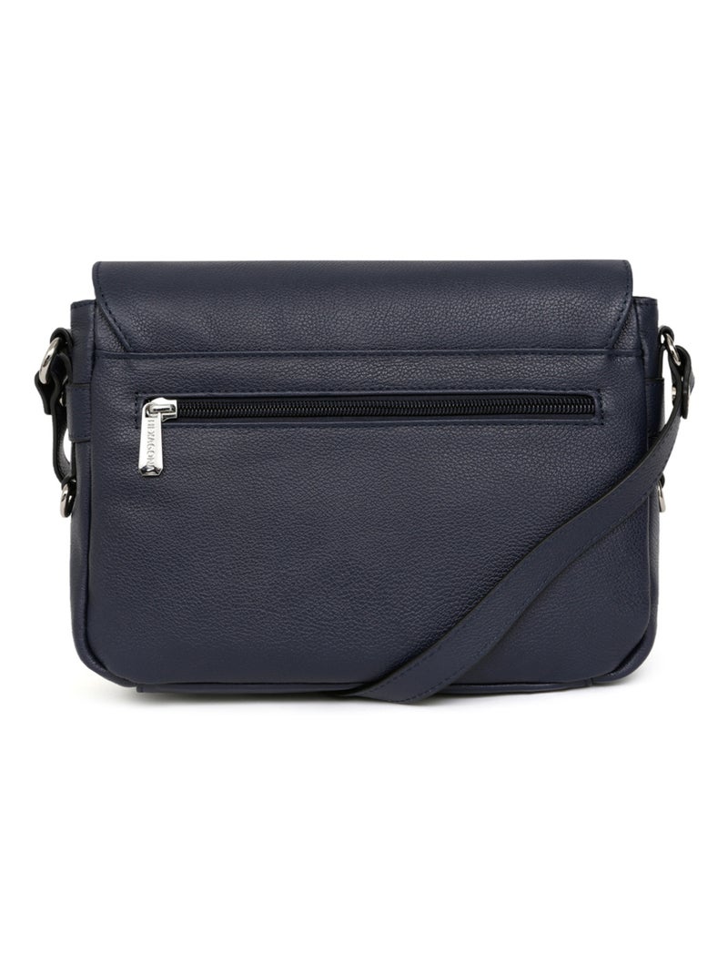 Sac porté travers  Cuir CONFORT Bleu marine - Kiabi