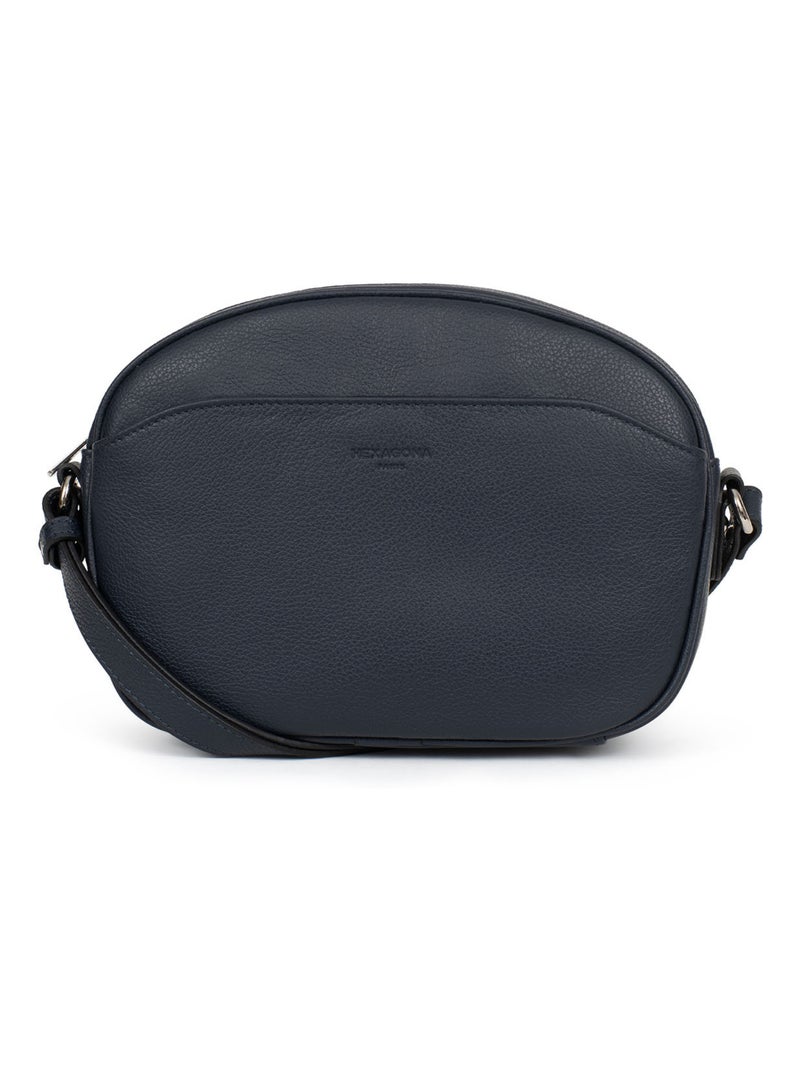Sac porté travers  Cuir CONFORT Bleu marine - Kiabi