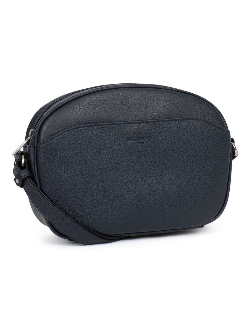 Sac porté travers  Cuir CONFORT Bleu marine - Kiabi