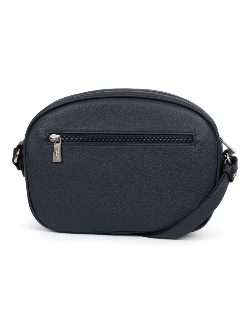 Sac porté travers  Cuir CONFORT Bleu marine - Kiabi