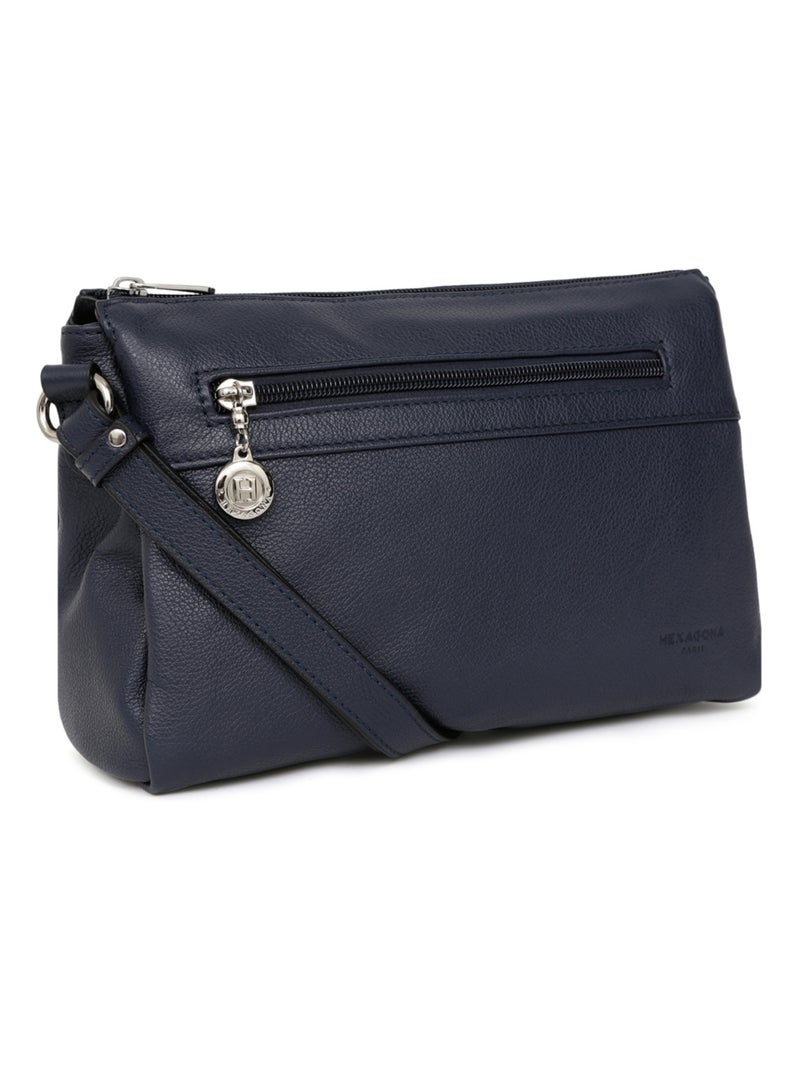 Sac porté travers  Cuir CONFORT Bleu marine - Kiabi