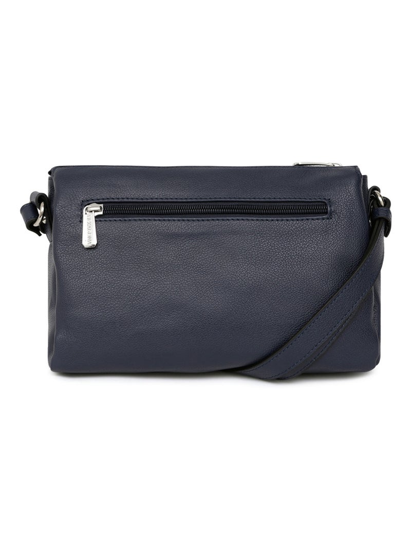 Sac porté travers  Cuir CONFORT Bleu marine - Kiabi