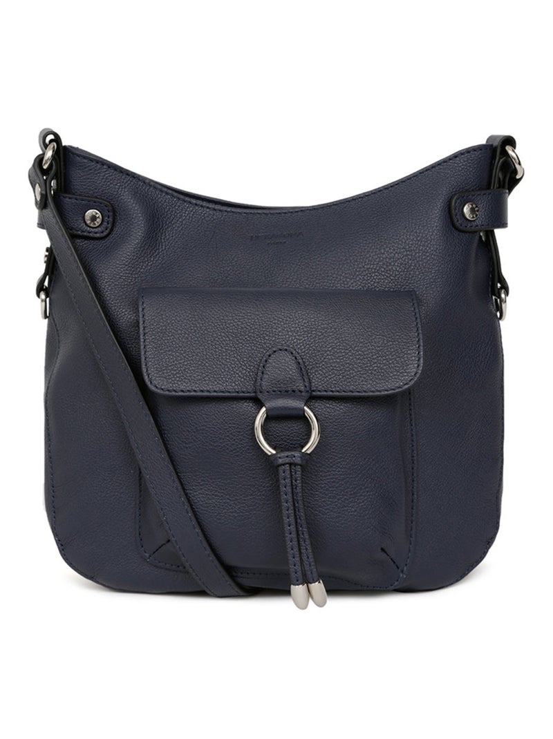 Sac porté travers  Cuir CONFORT Bleu marine - Kiabi