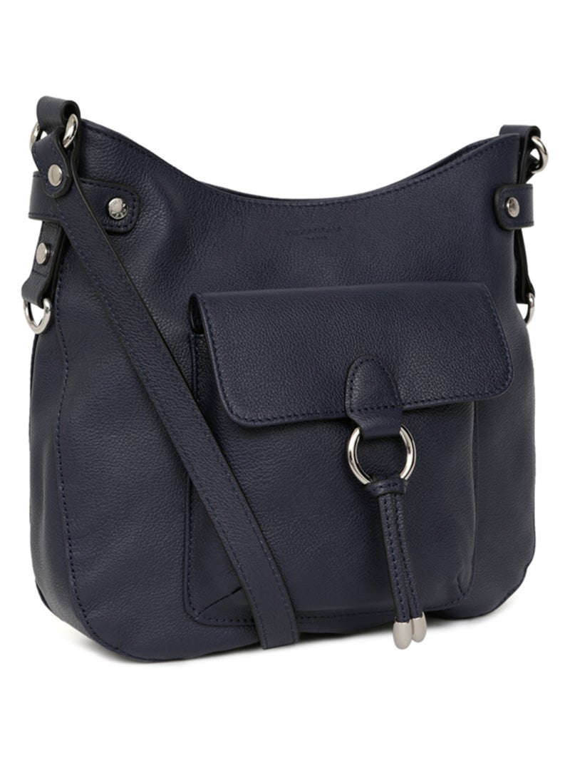 Sac porté travers  Cuir CONFORT Bleu marine - Kiabi