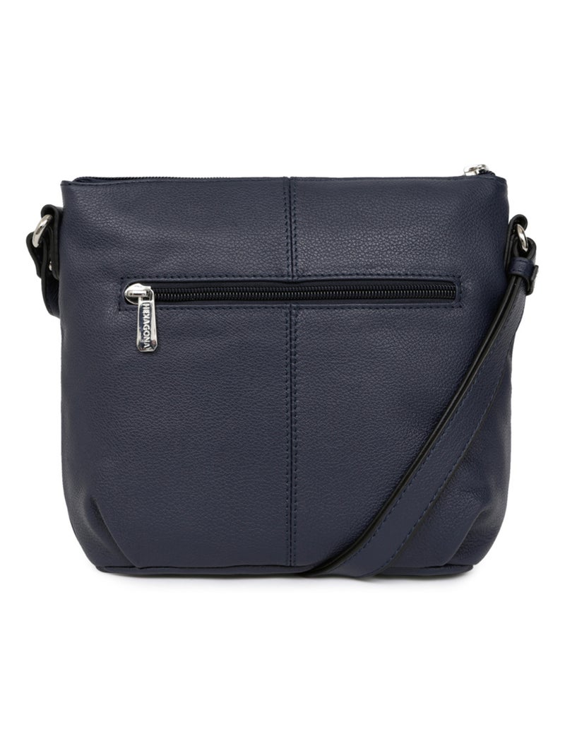 Sac porté travers  Cuir CONFORT Bleu marine - Kiabi