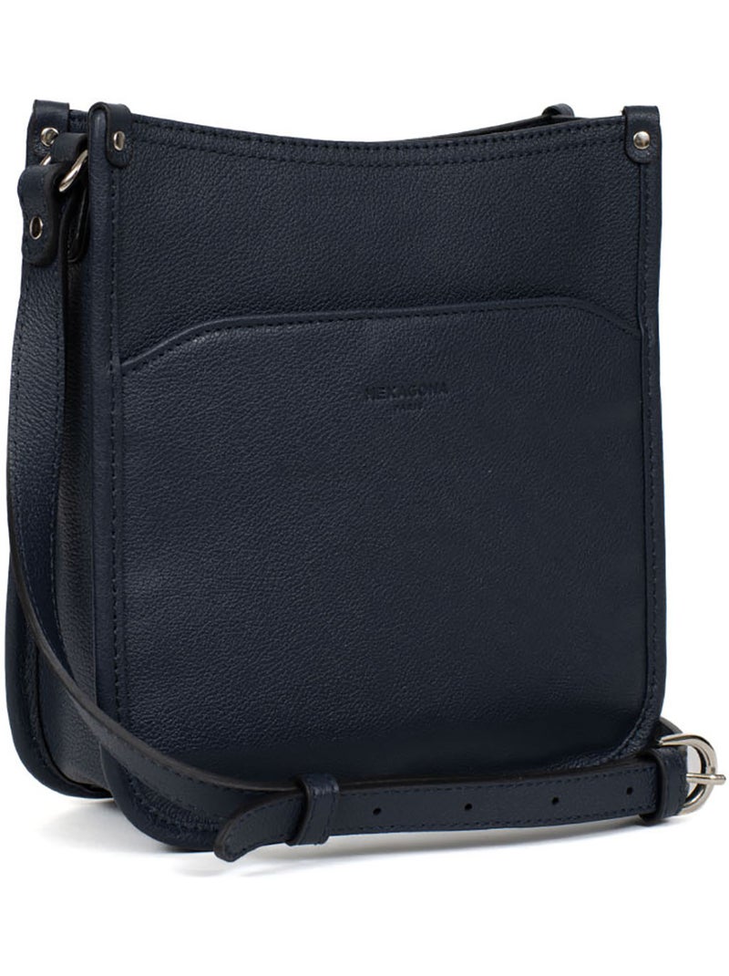 Sac porté travers  Cuir CONFORT Bleu marine - Kiabi