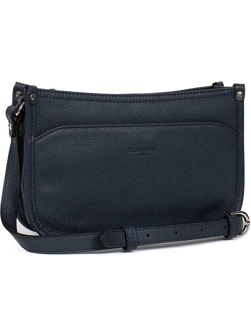 Sac porté travers  Cuir CONFORT Bleu marine - Kiabi