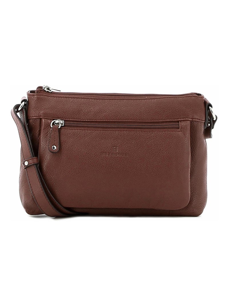 Sac porté travers  Cuir CONFORT Cognac - Kiabi